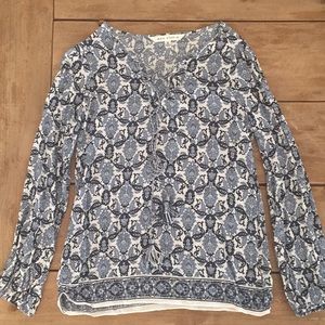 Max Studio string tassel tie blouse, small